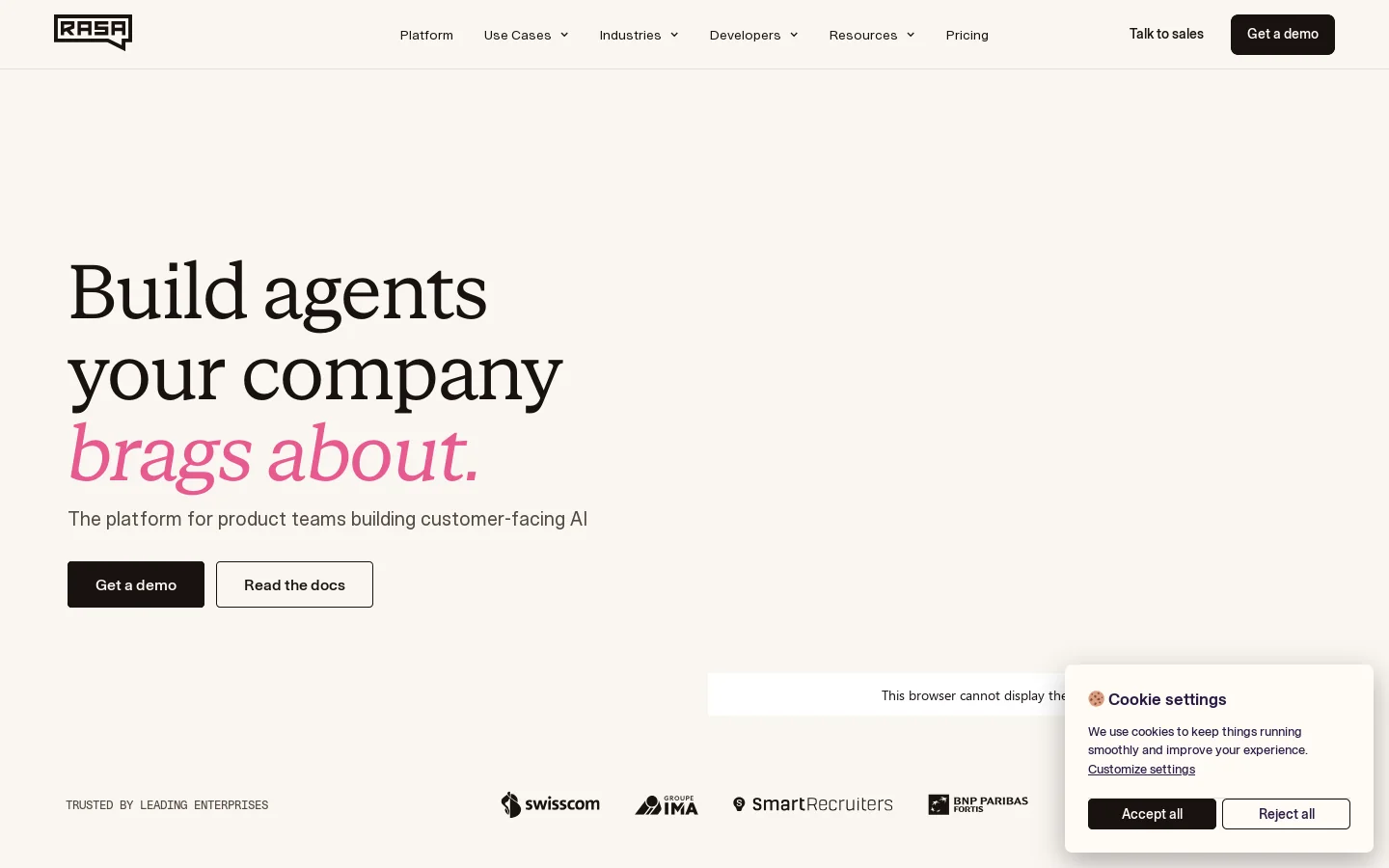 Rasa Homepage screenshot