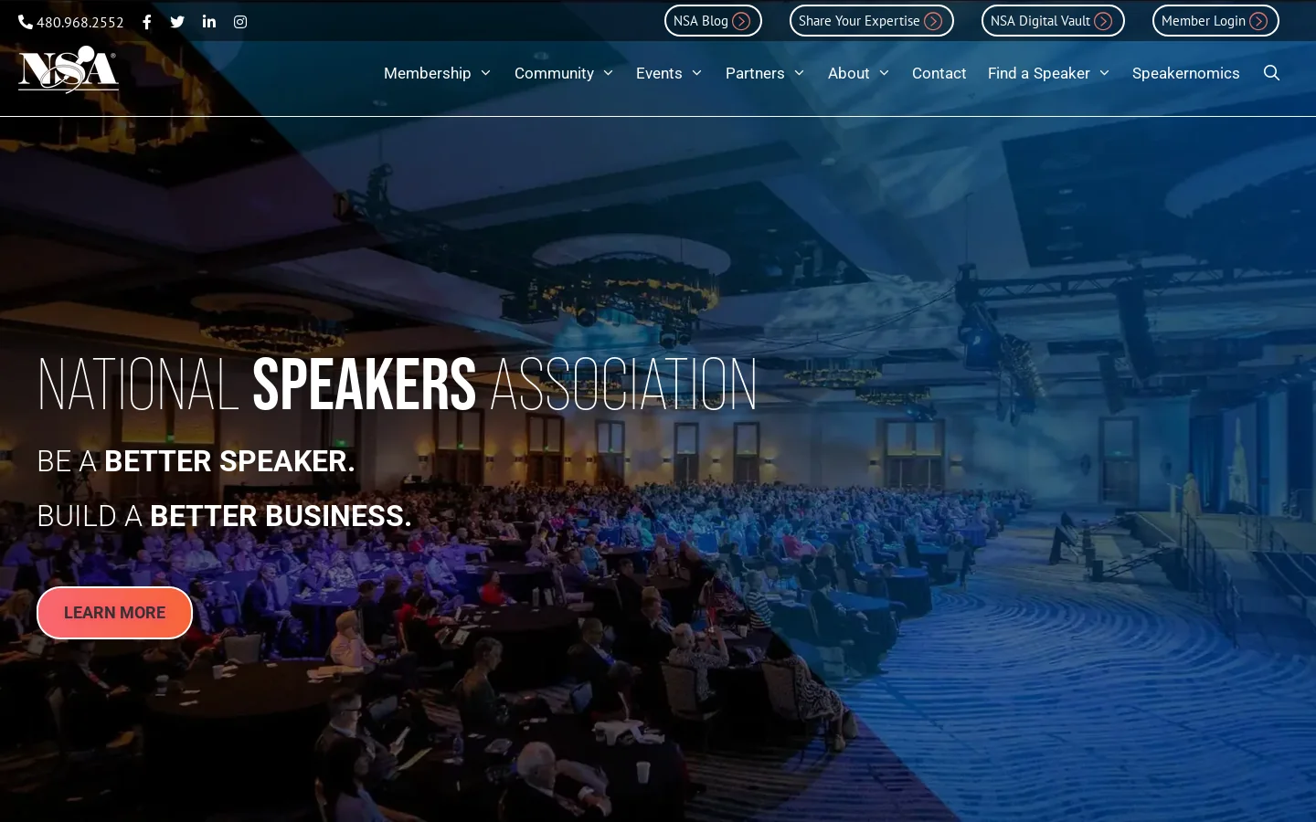 National Speakers Association | Build Your Speaking Business Homepage screenshot