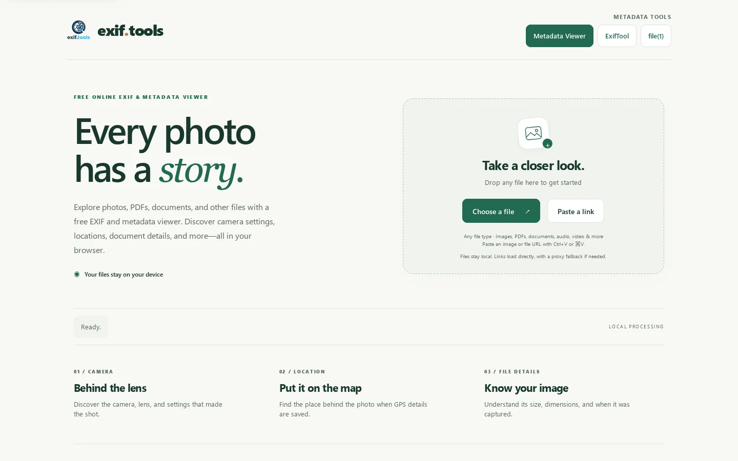 exif.tools Homepage screenshot