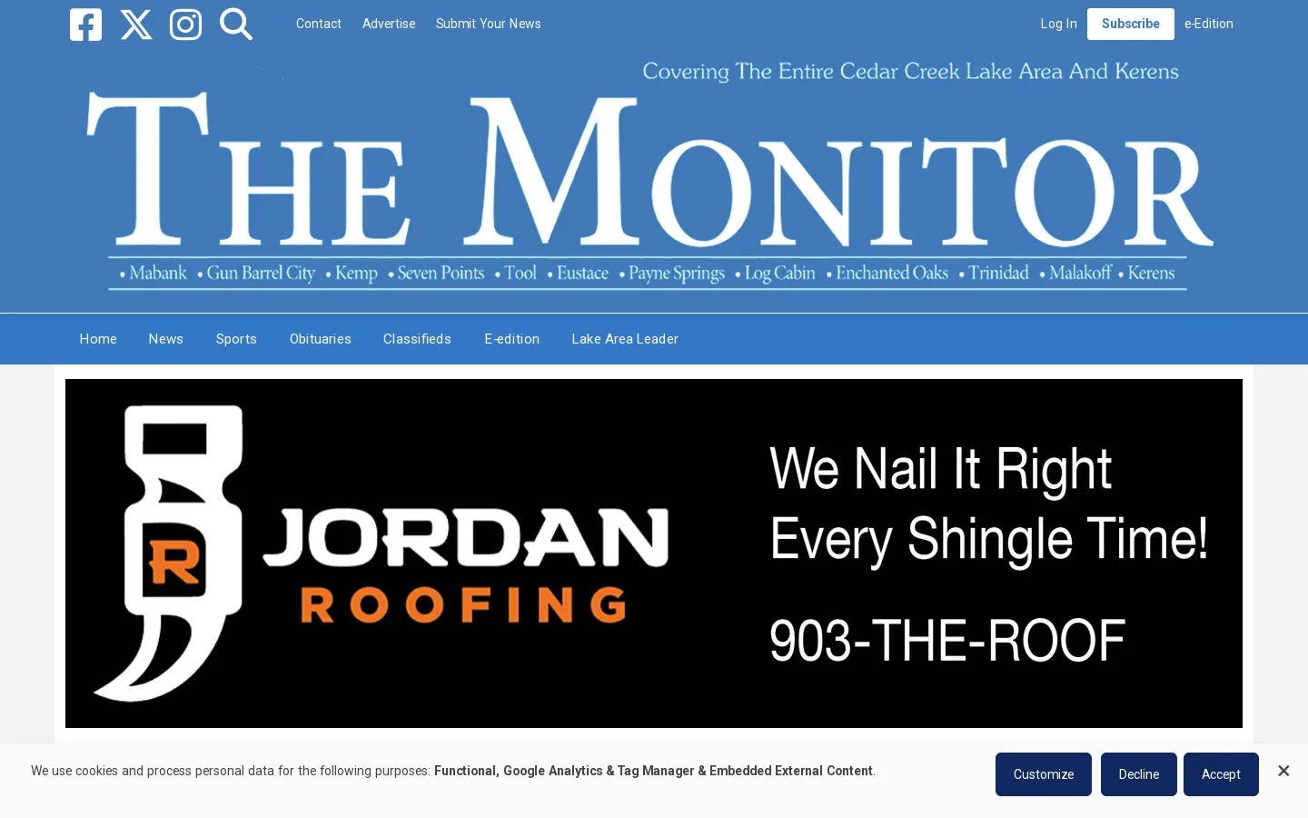 Mabank Monitor and Lake Area Leader Homepage screenshot