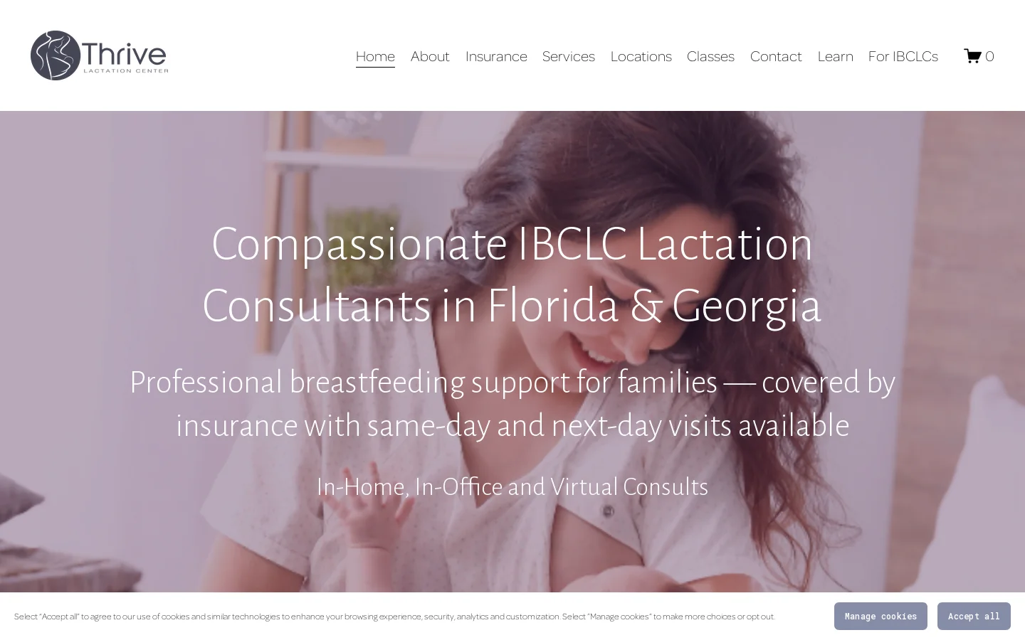Thrive Lactation Center Homepage screenshot