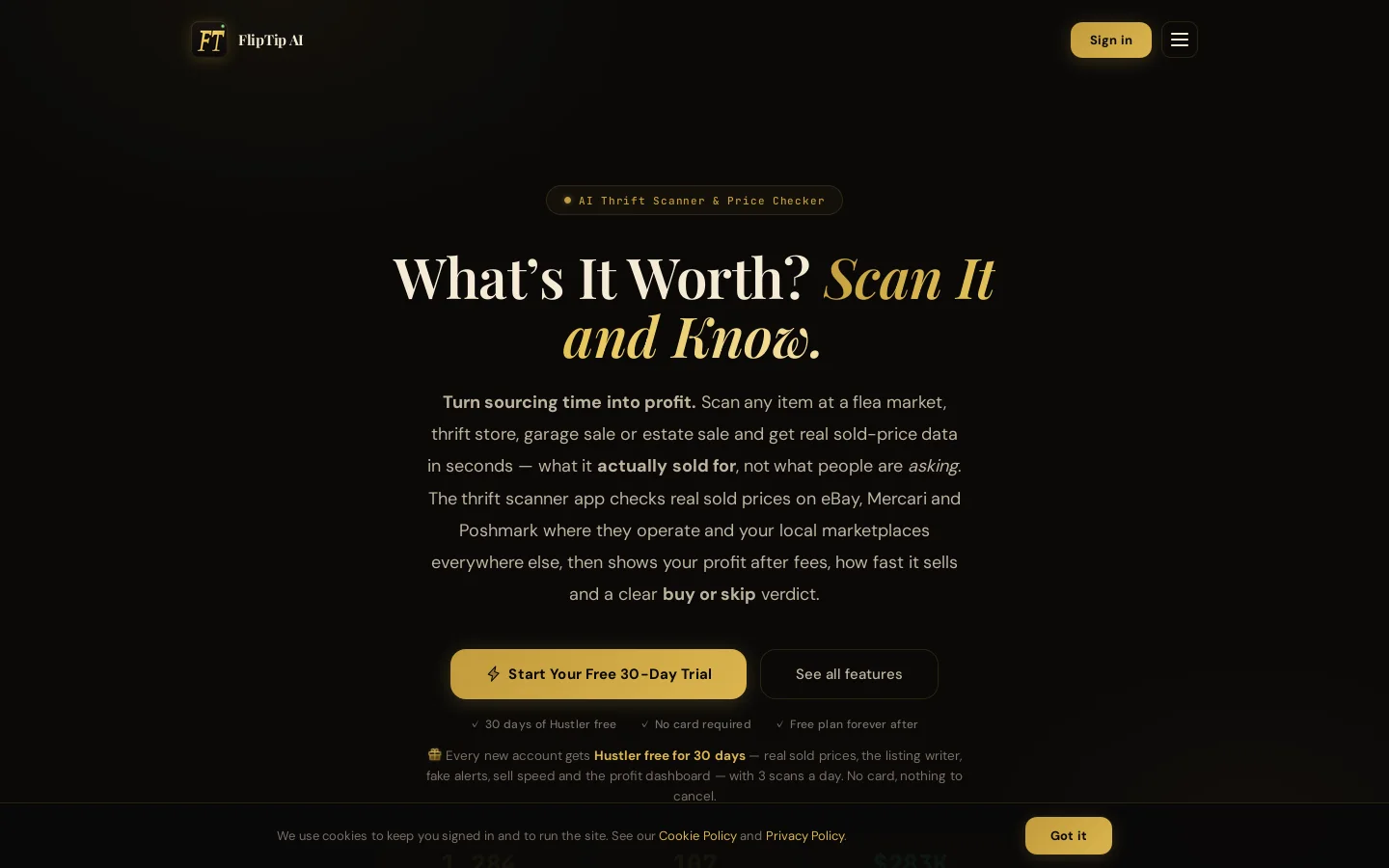 FlipTip AI Homepage screenshot