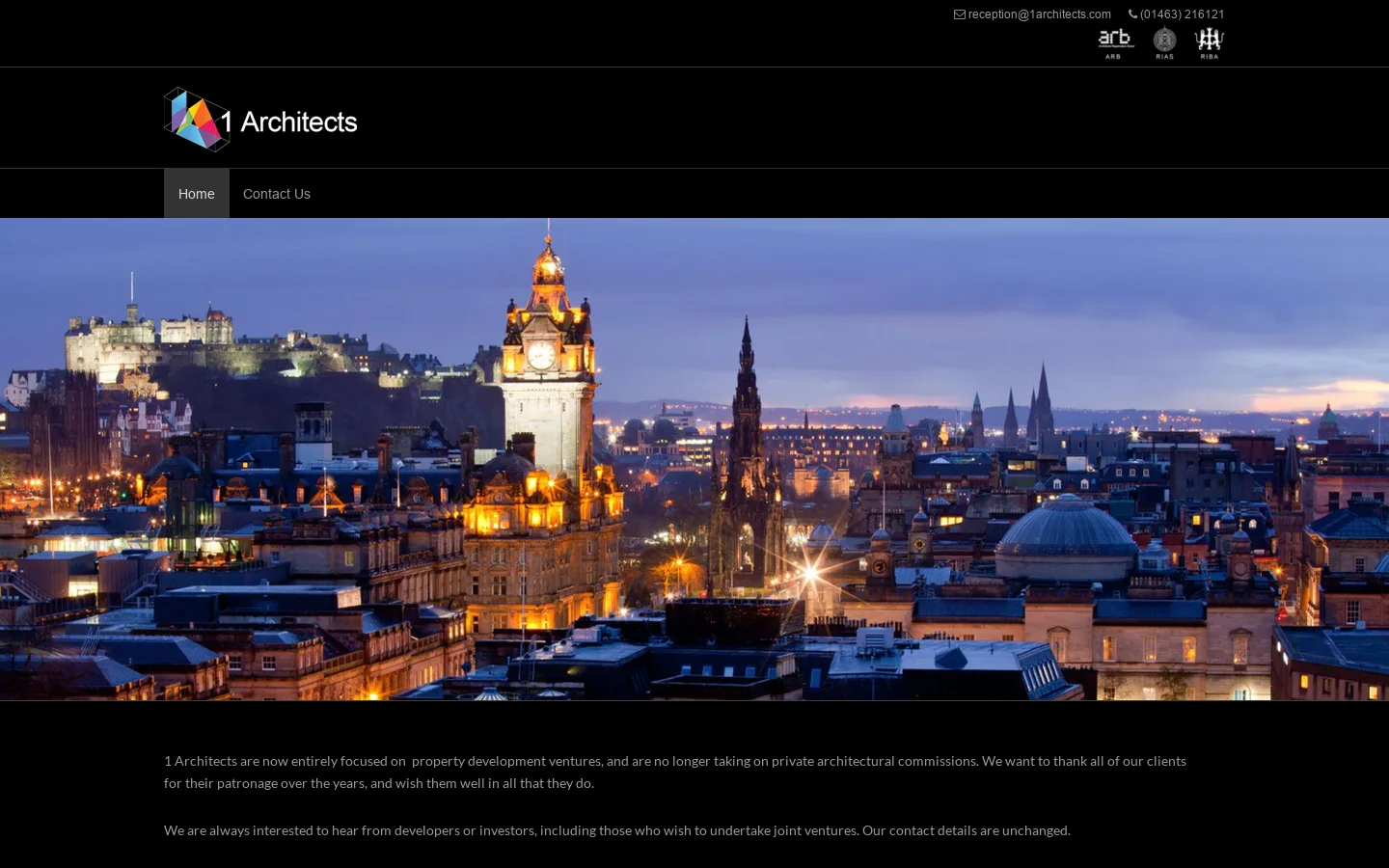 1 Architects Homepage screenshot