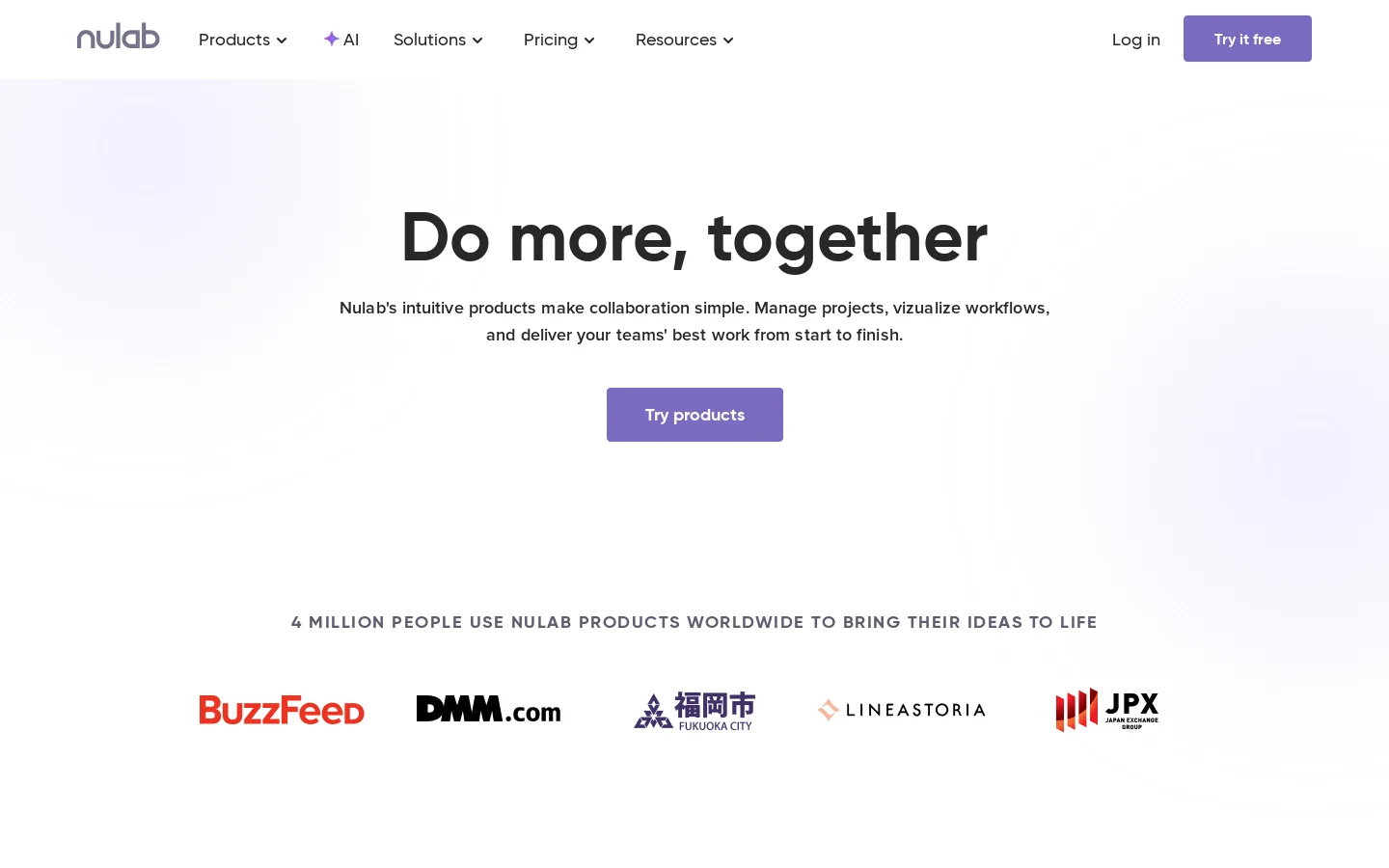 Nulab Homepage screenshot