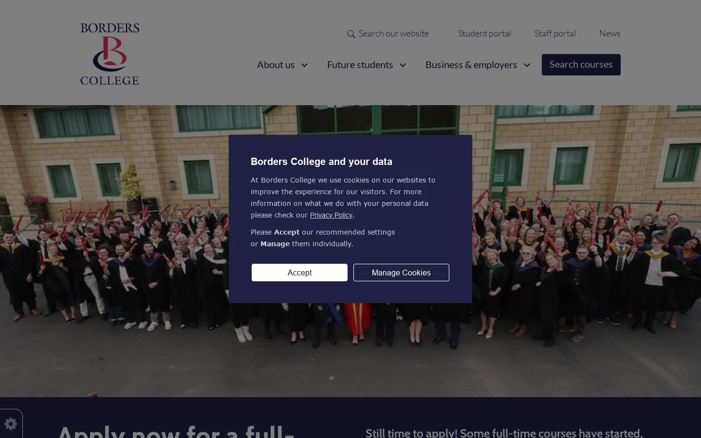 Borders College Homepage screenshot