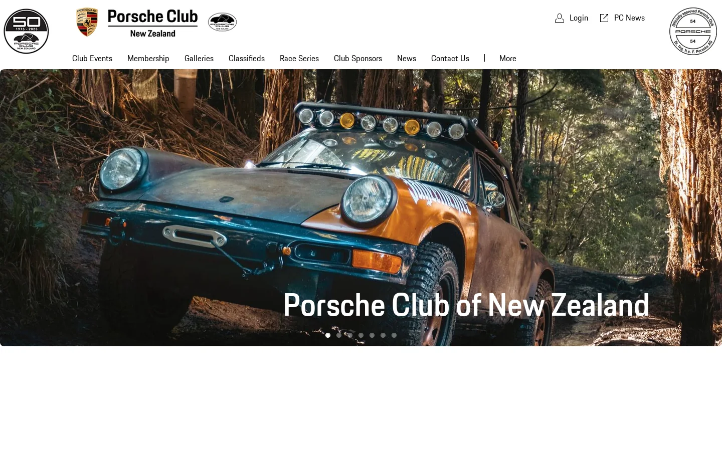 Porsche Club of New Zealand Homepage screenshot