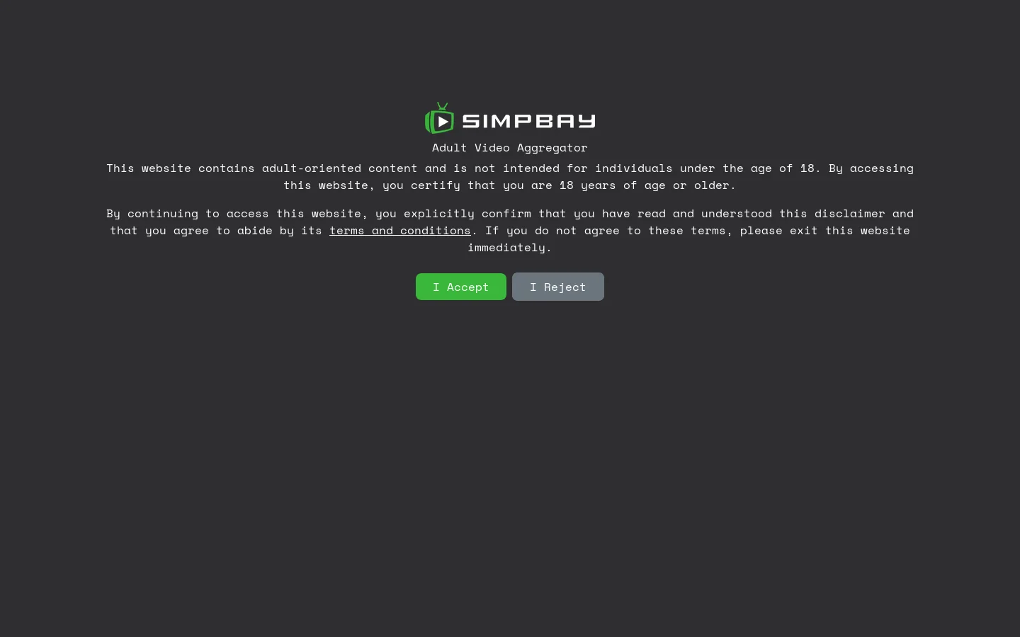 SimpBay Homepage screenshot