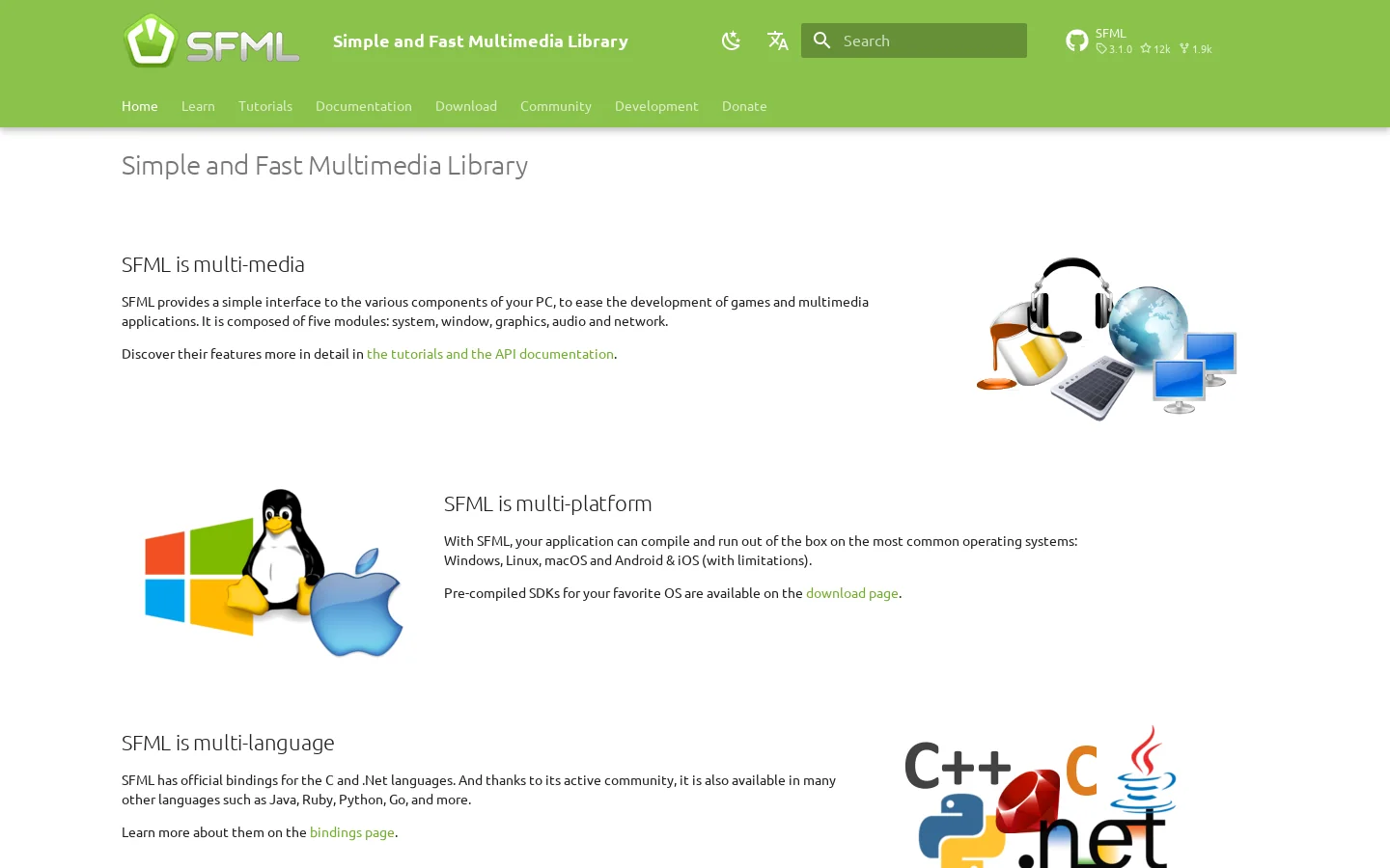 Home - Simple and Fast Multimedia Library Homepage screenshot