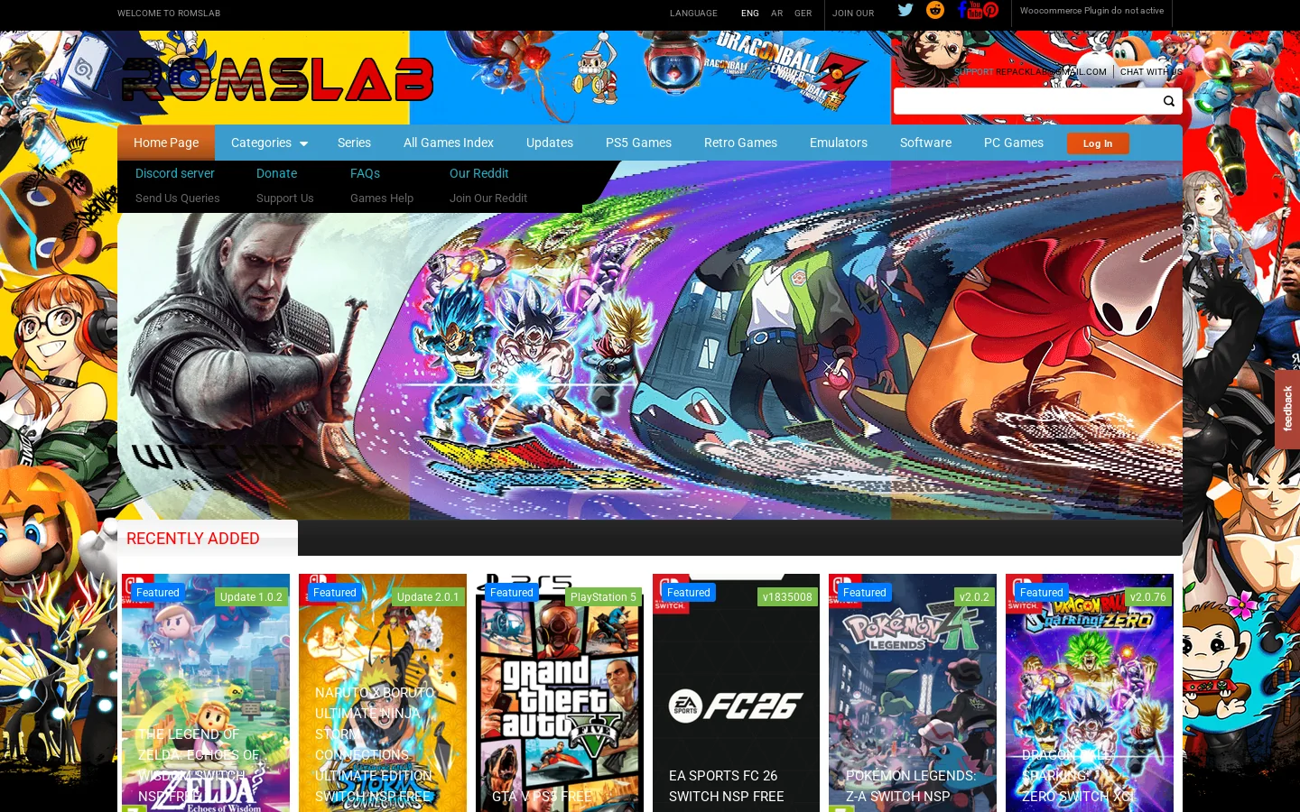 Romslab.com Homepage screenshot