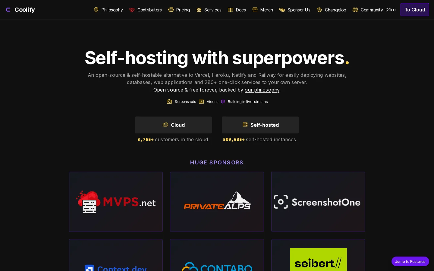 Coolify Homepage screenshot