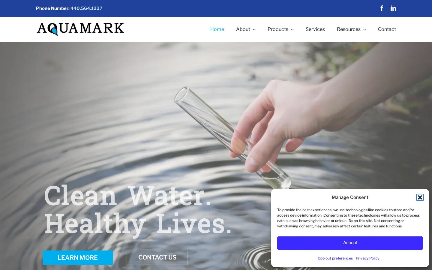 AQUAMARK, INC Homepage screenshot