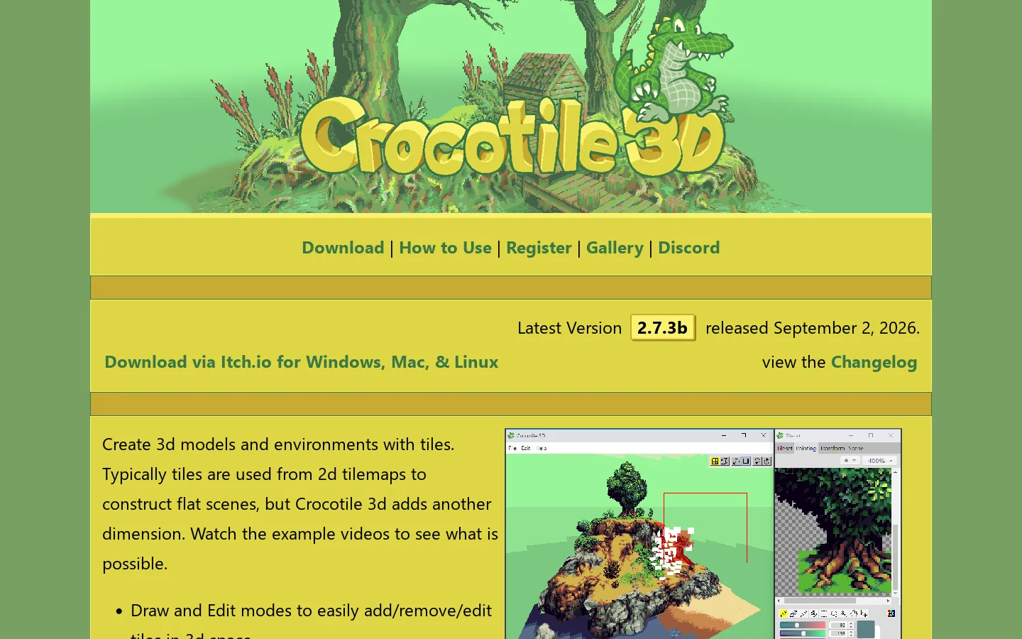 Crocotile 3D Homepage screenshot