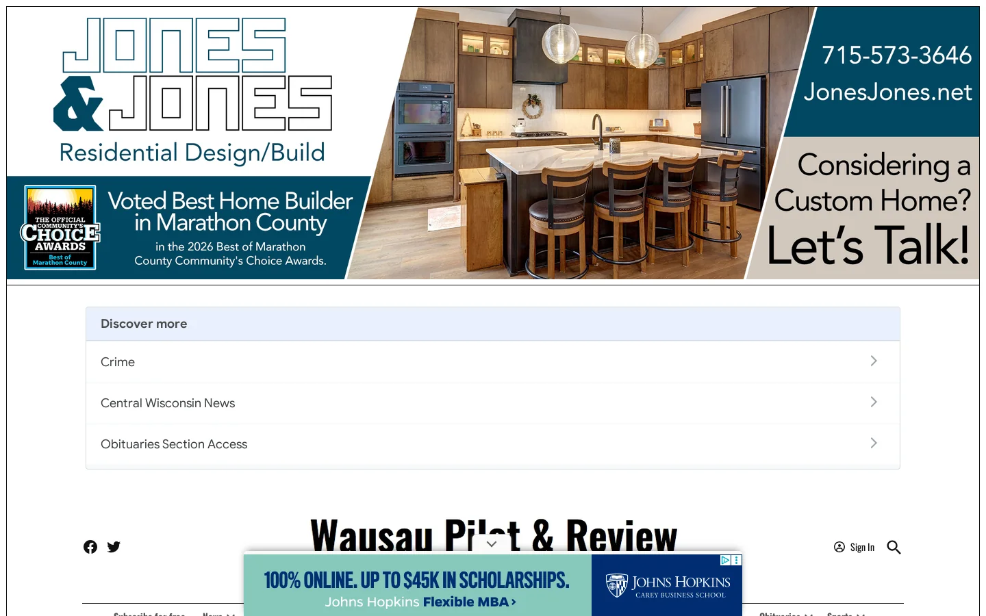 Wausau Pilot: Home Page - Wausau Pilot & Review Homepage screenshot