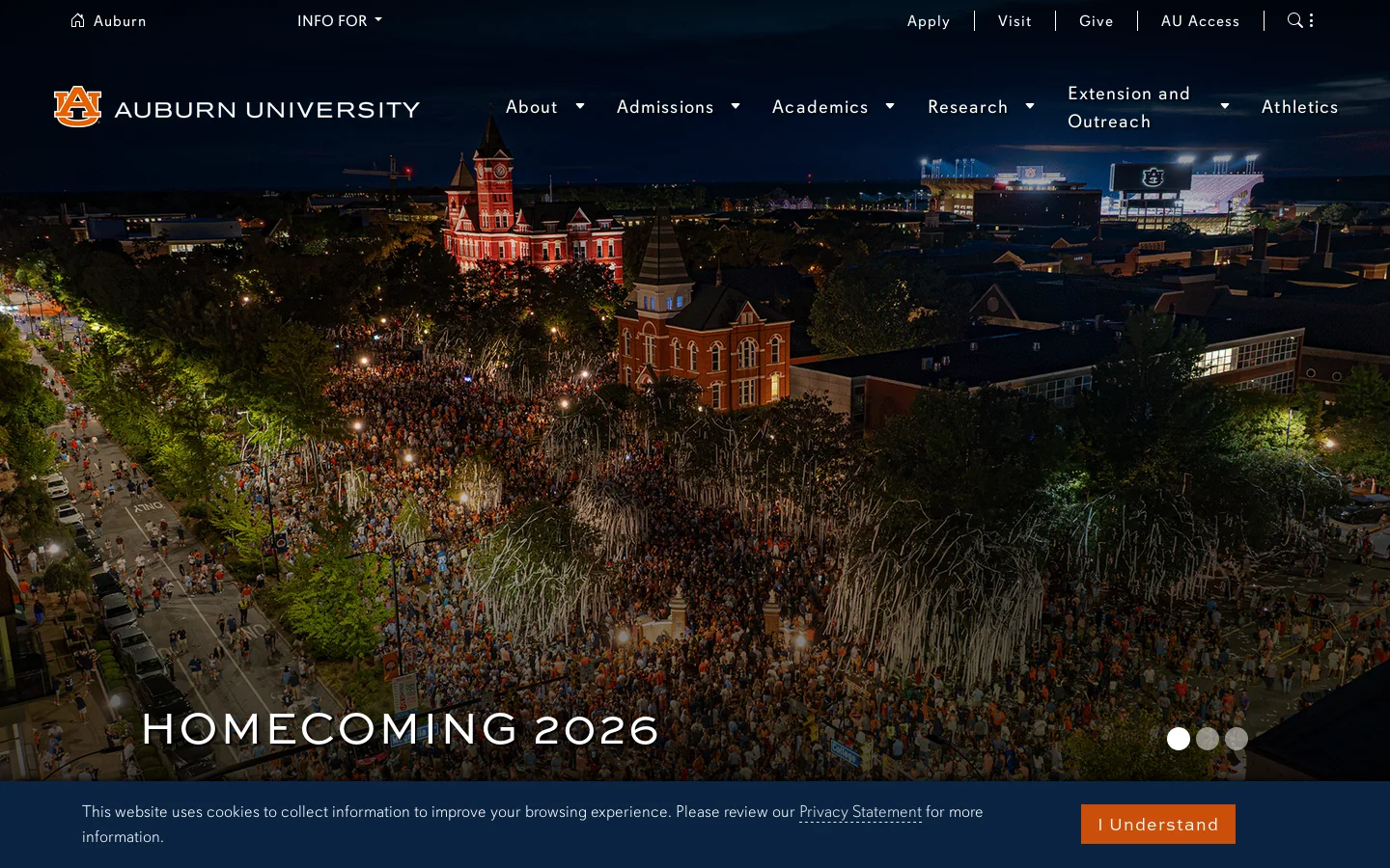 Auburn University Homepage screenshot