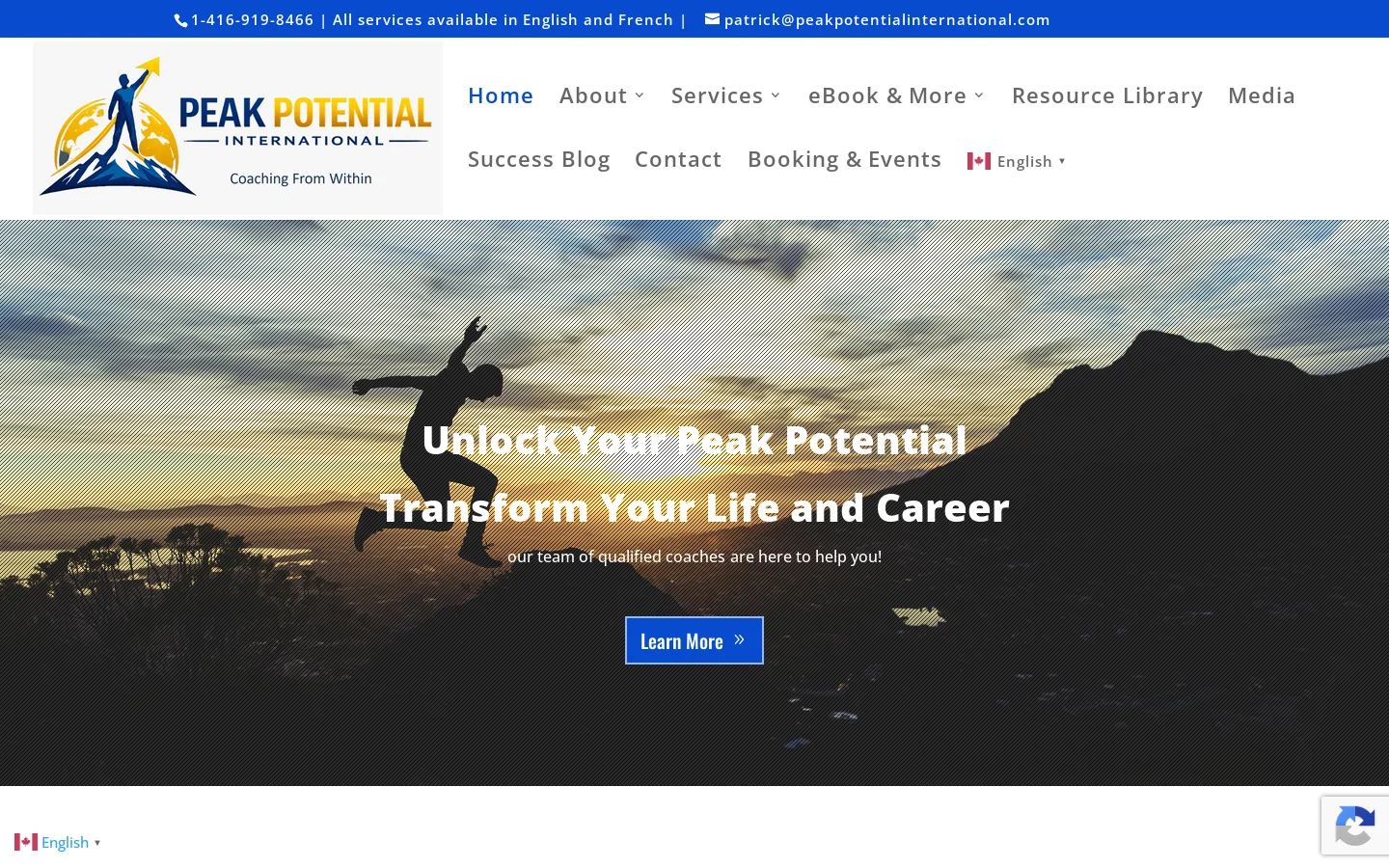 Personal Development & Success Coach from Peak Potential International Homepage screenshot
