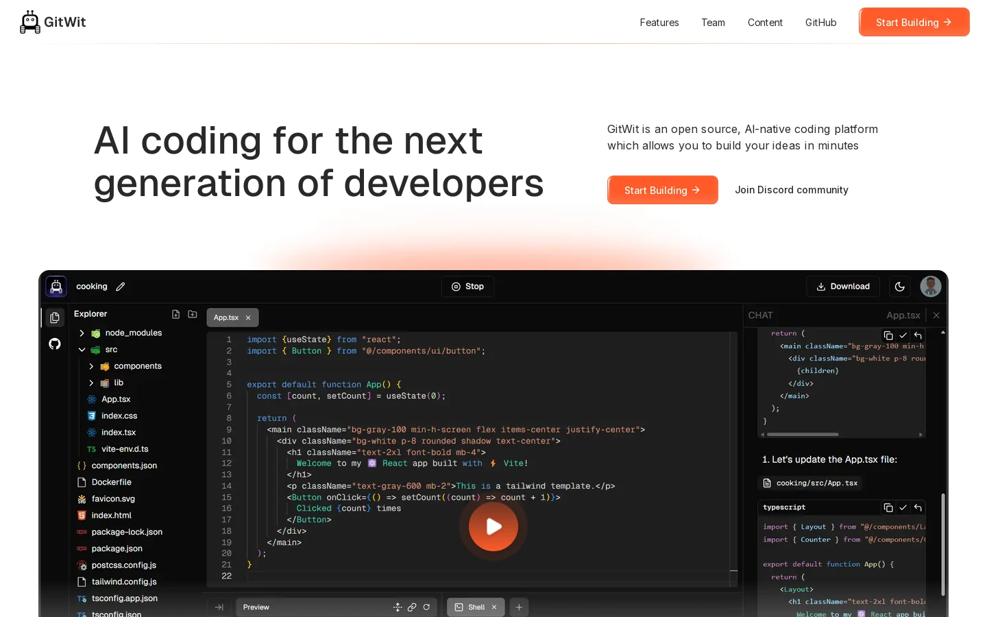GitWit Homepage screenshot