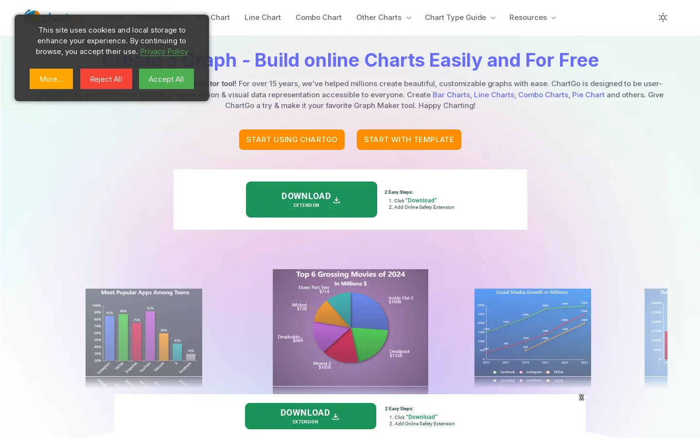 Create a Graph - Build Online Charts Easily and For Free Homepage screenshot