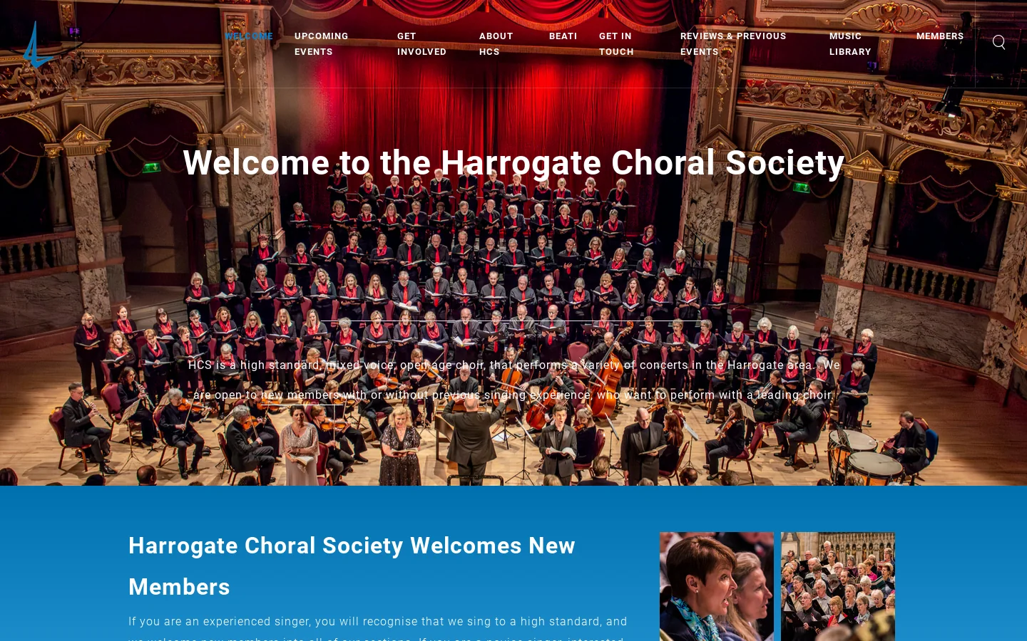 Harrogate Choral Society Homepage screenshot