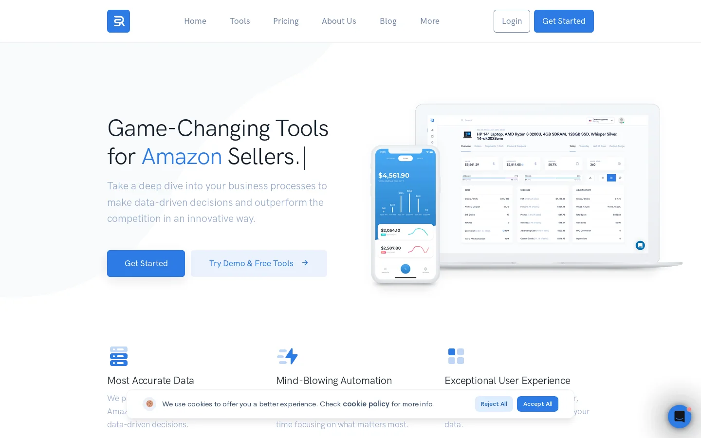 Sellerise Homepage screenshot