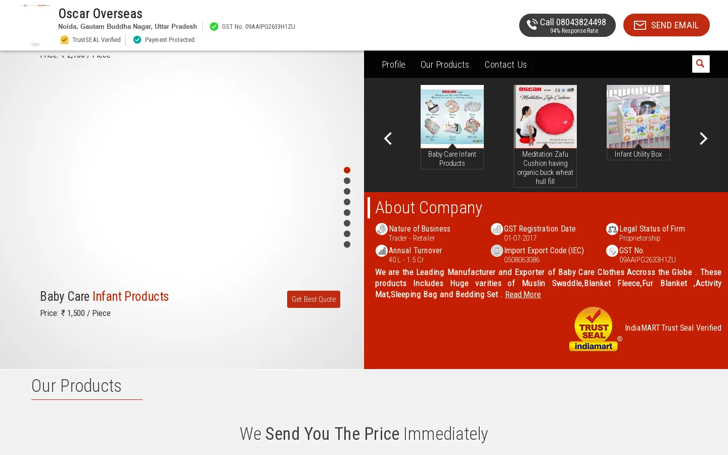 Trader - Retailer of Cushion Covers & Pillow Cover by Oscar Overseas, Noida Homepage screenshot