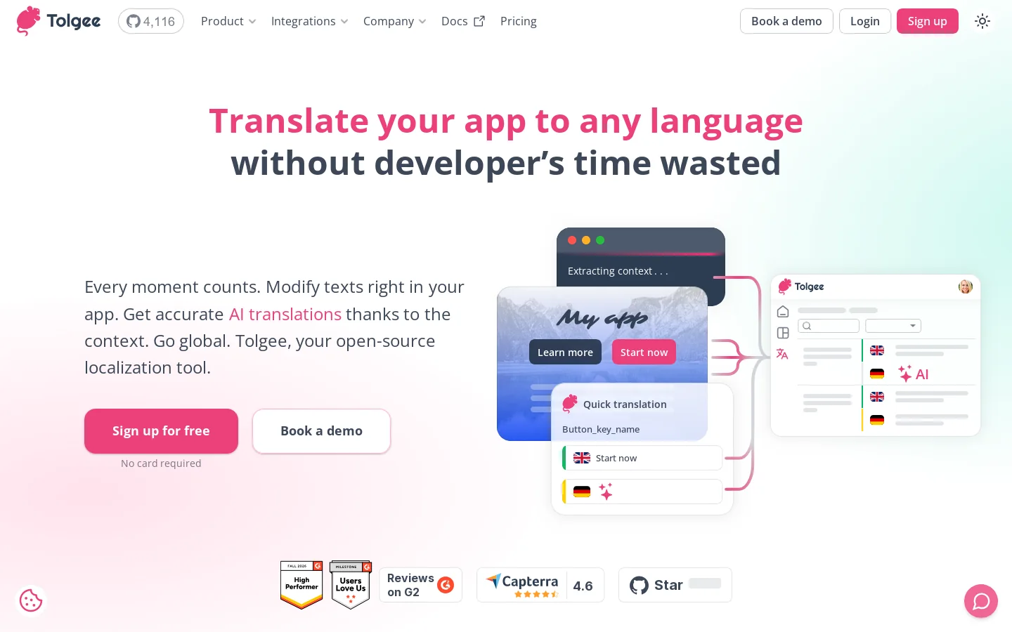 Tolgee Homepage screenshot