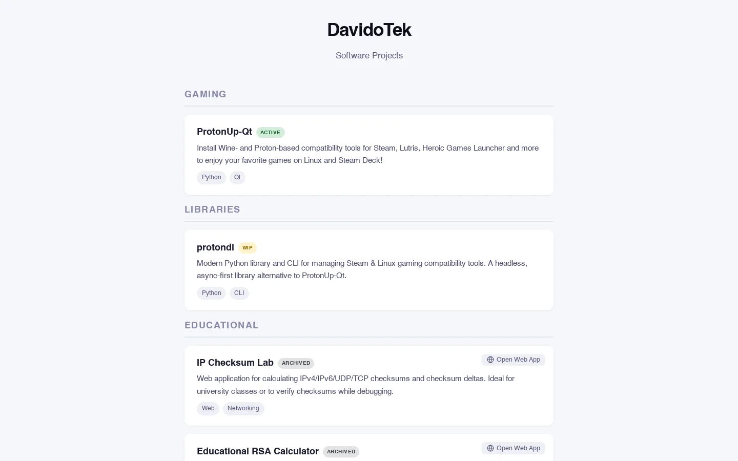 DavidoTek Homepage screenshot