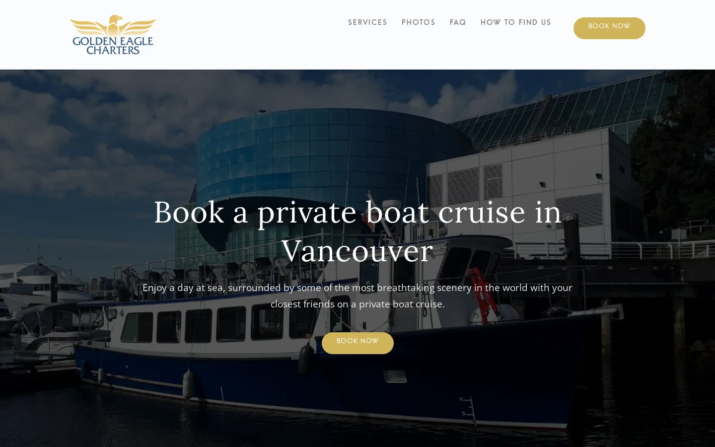 Private Boat Charter Cruises Charters in Vancouver | Golden Eagle Boat Charters Homepage screenshot