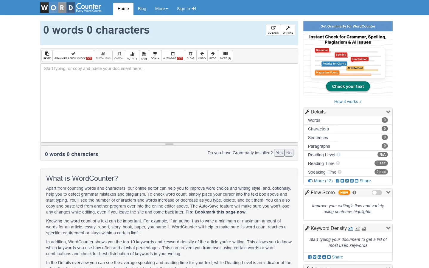 WordCounter Homepage screenshot