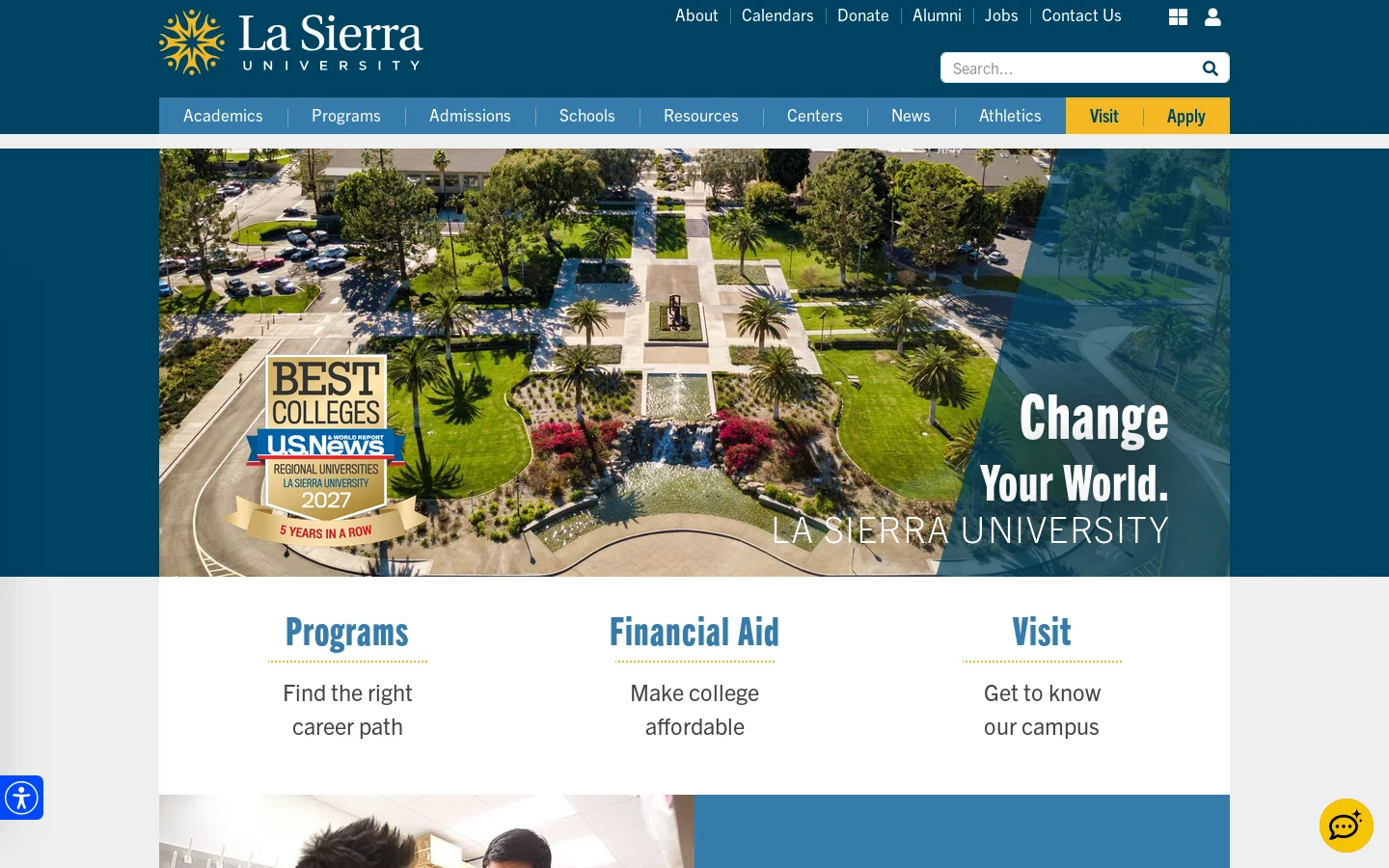 La Sierra University Homepage screenshot