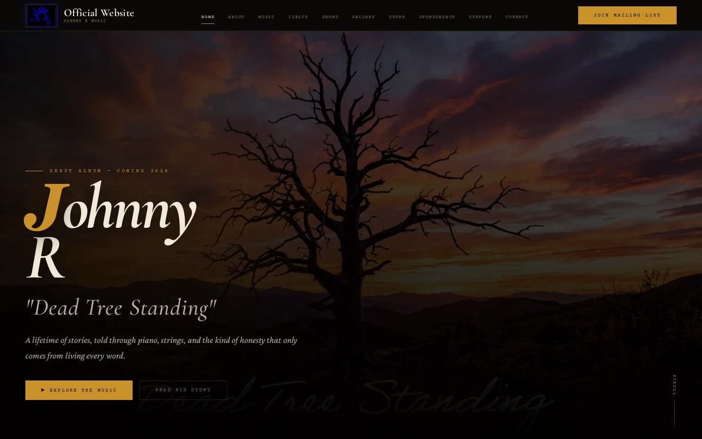 Johnny R Homepage screenshot