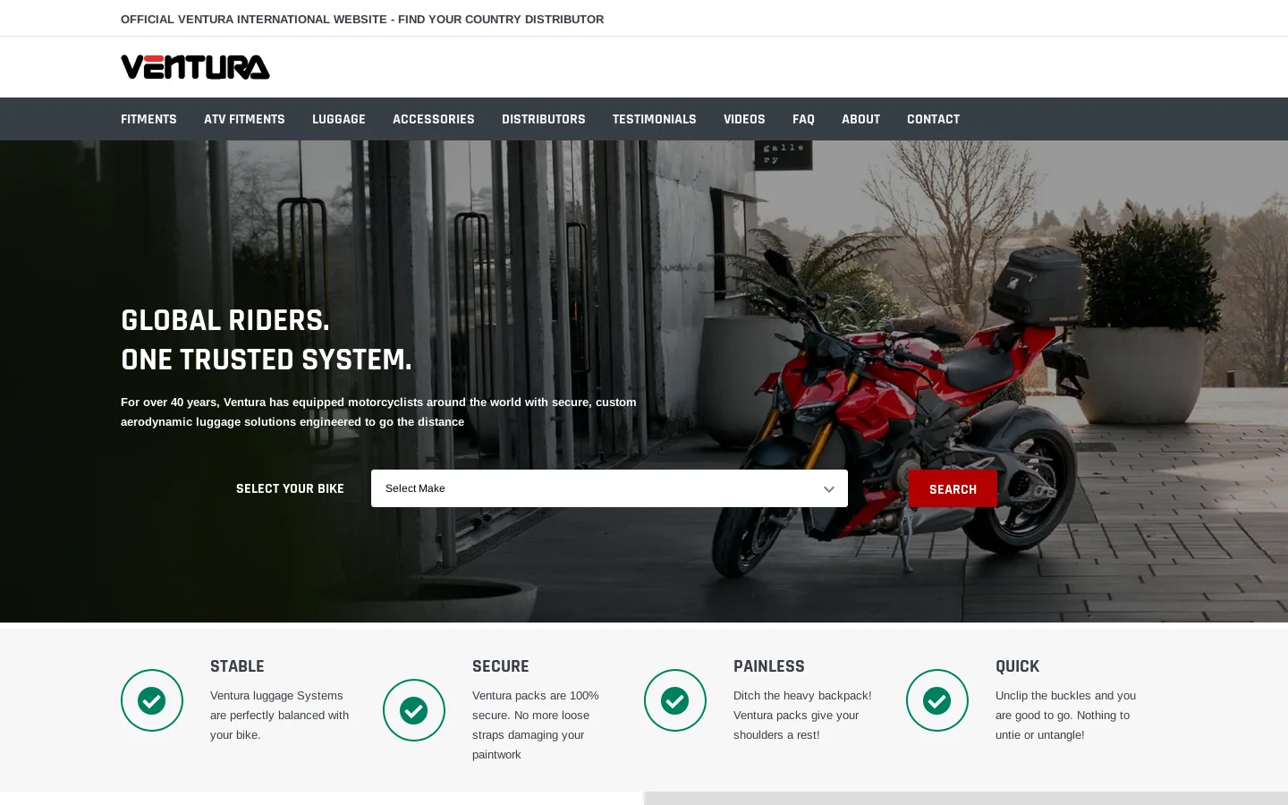 Motorcycle Luggage Systems, Bags & Accessories - Ventura Homepage screenshot