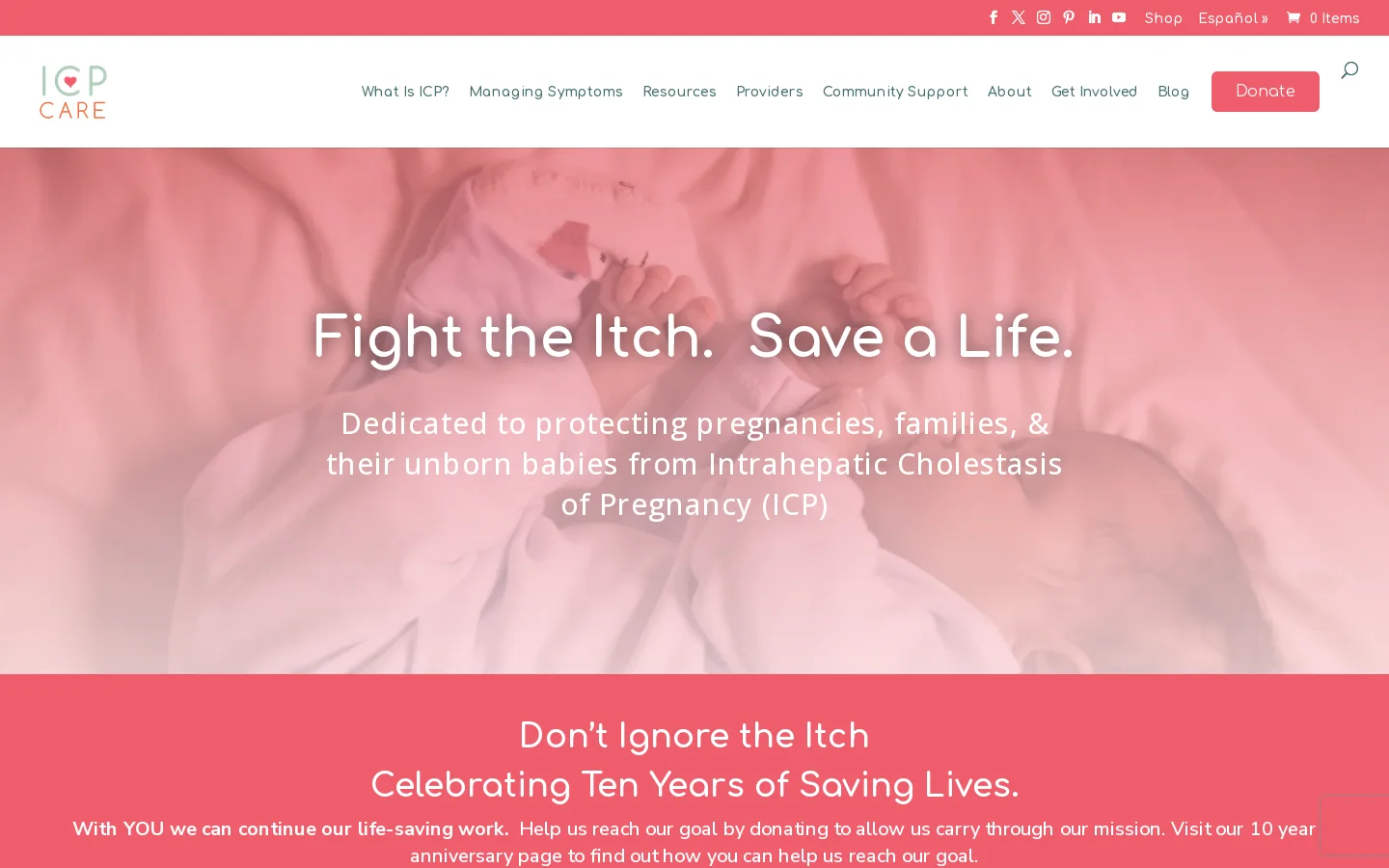 ICP Care Homepage screenshot