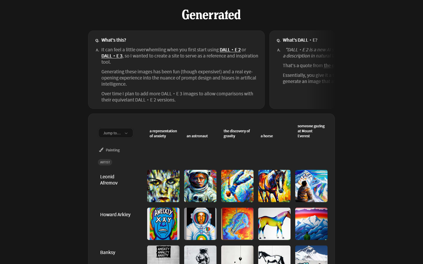 Generrated Homepage screenshot