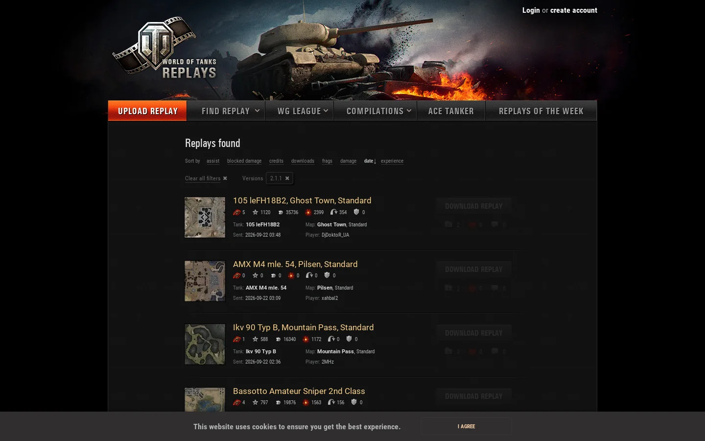 WoTReplays Homepage screenshot