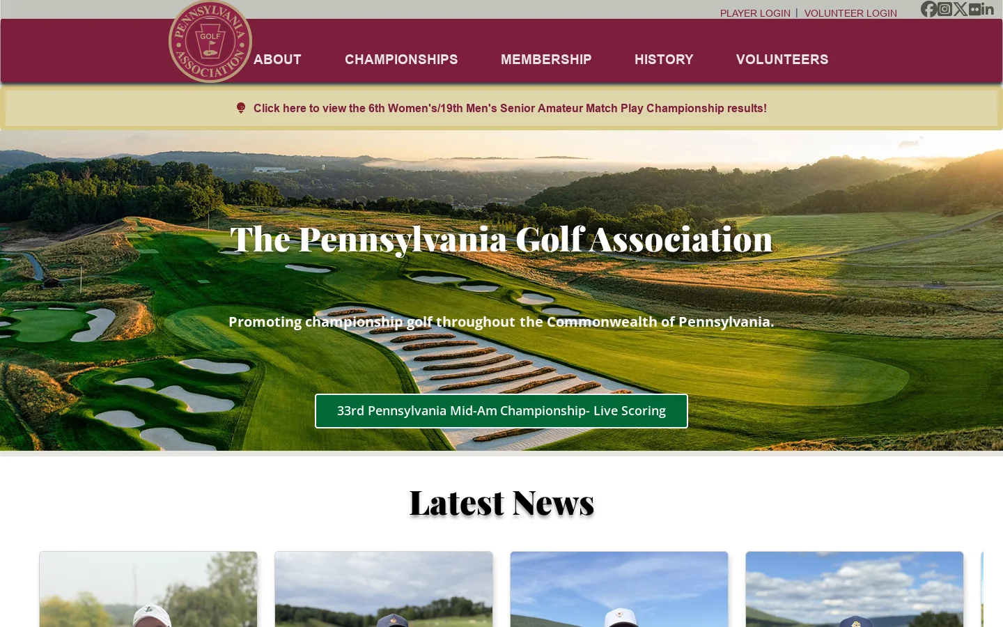 Pennsylvania Golf Association | The Pennsylvania Golf Association Home Homepage screenshot