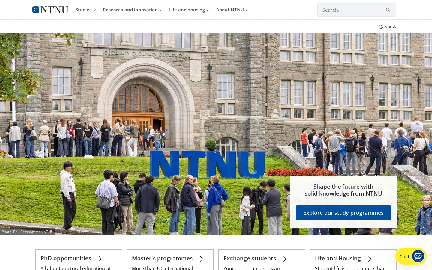 NTNU Homepage screenshot
