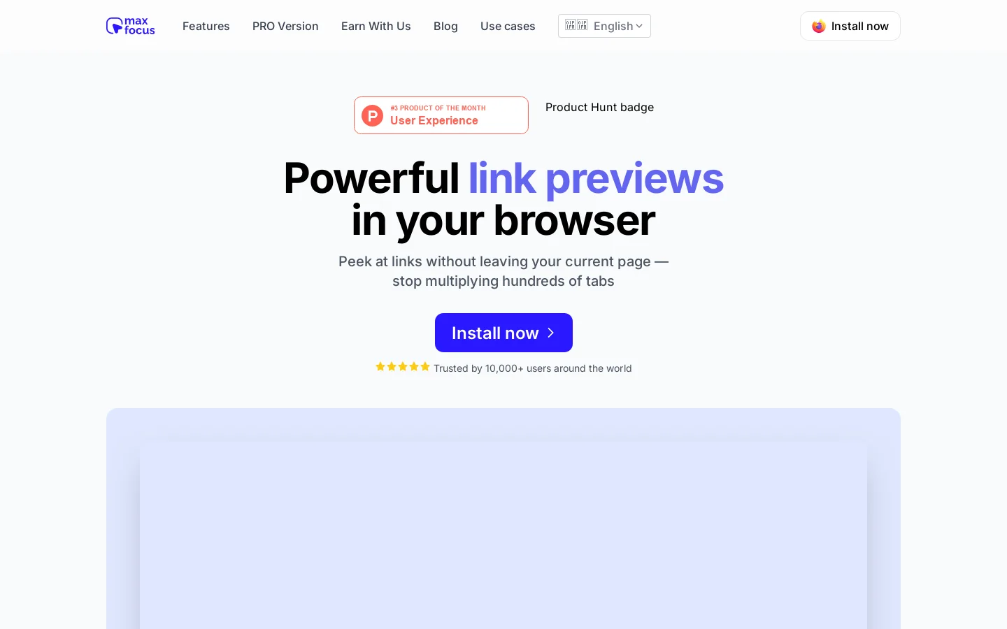 MaxFocus Homepage screenshot