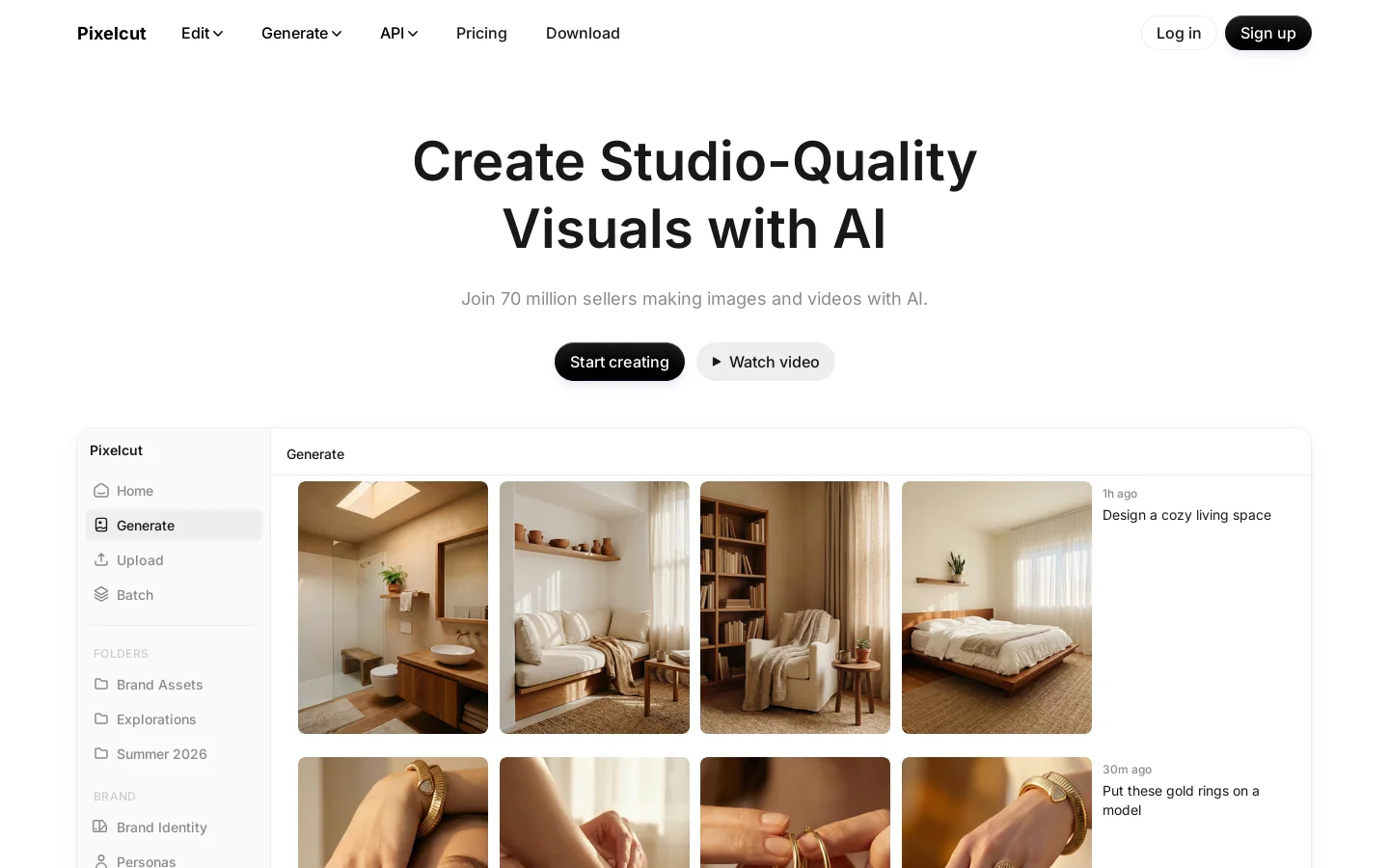 Pixelcut Homepage screenshot