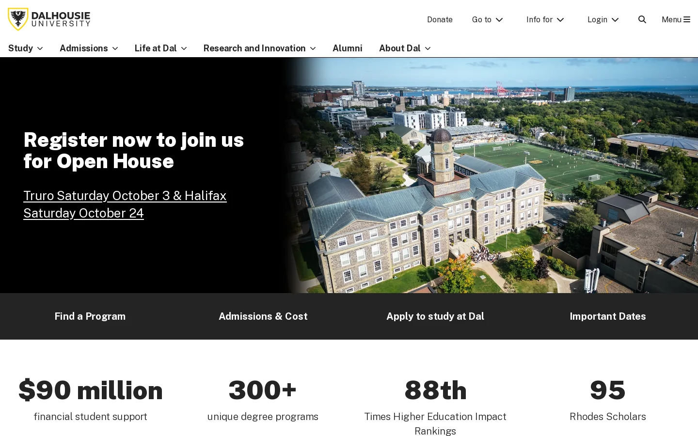 Dalhousie University Homepage screenshot