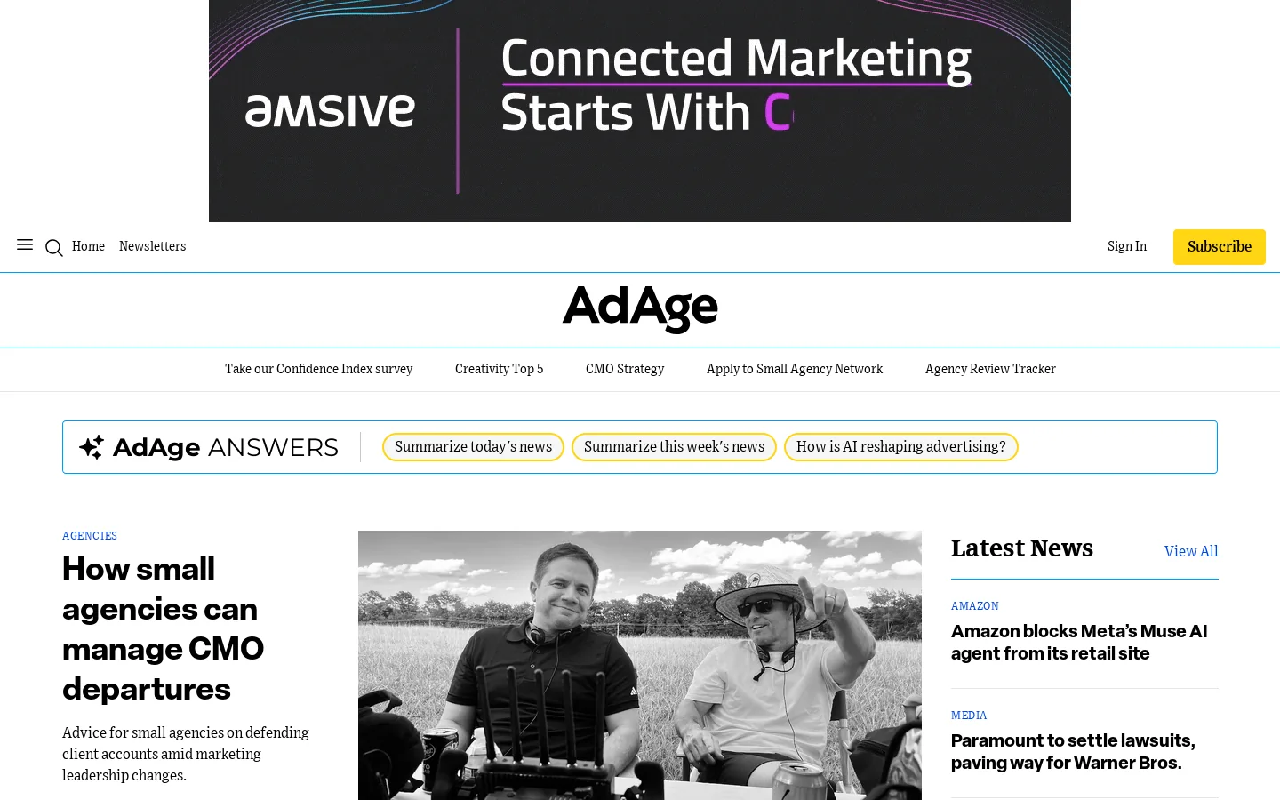 Ad Age Homepage screenshot