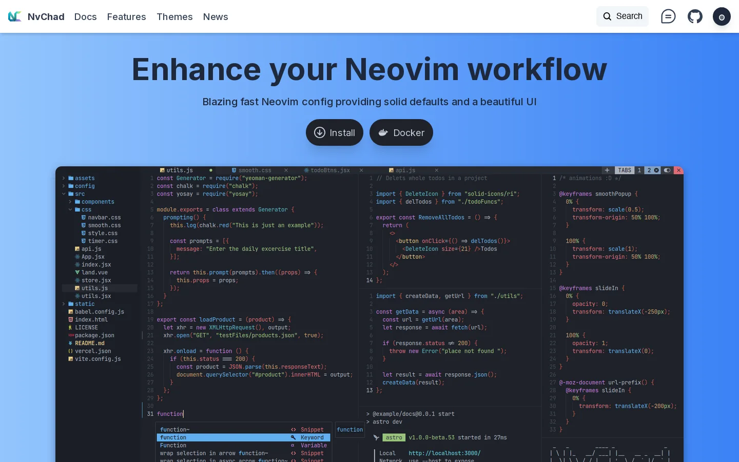 NvChad Homepage screenshot