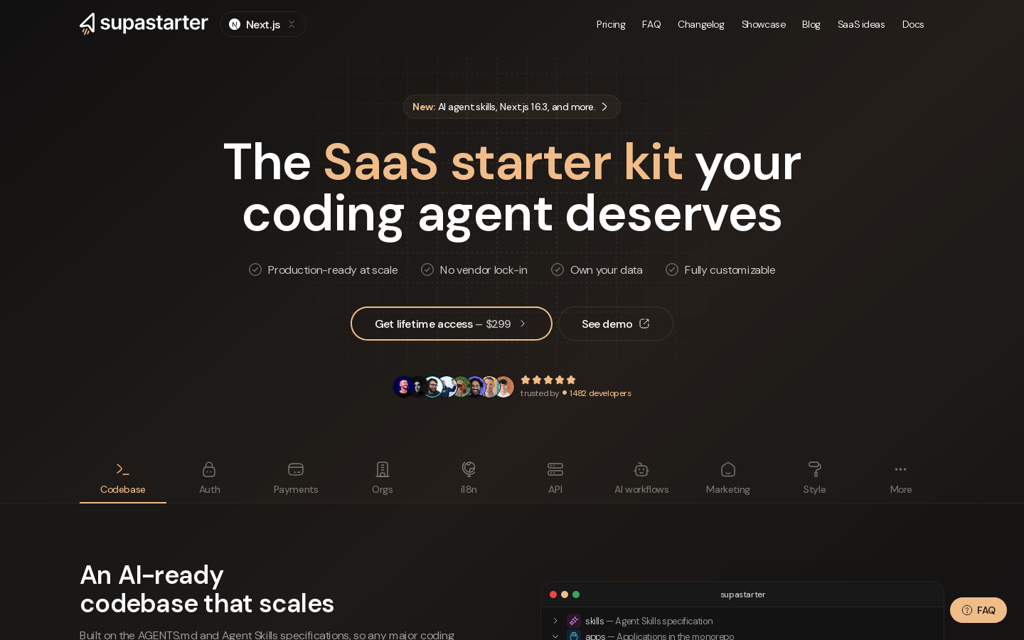 supastarter Homepage screenshot