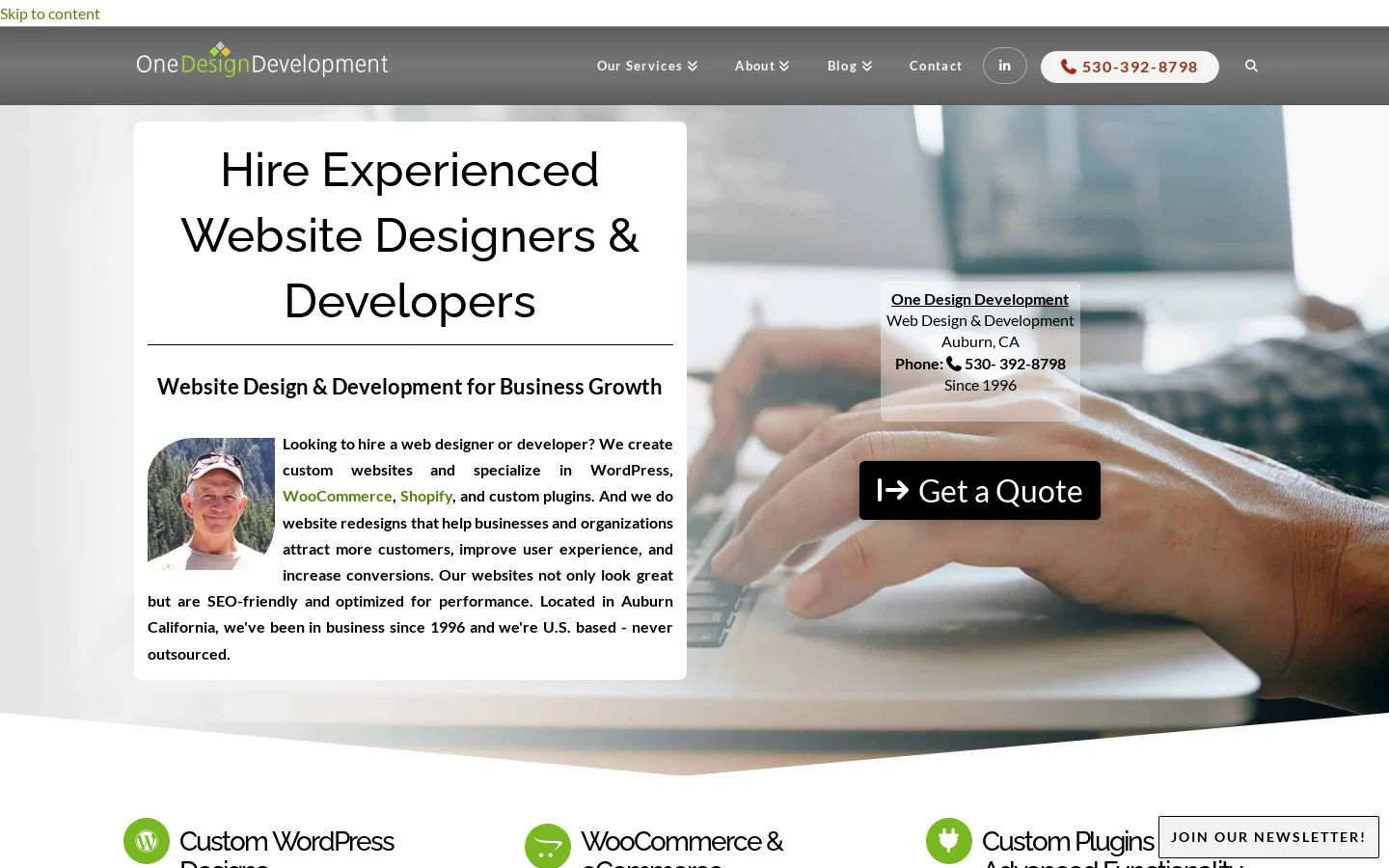 Hire Website Designers & Developers Homepage screenshot