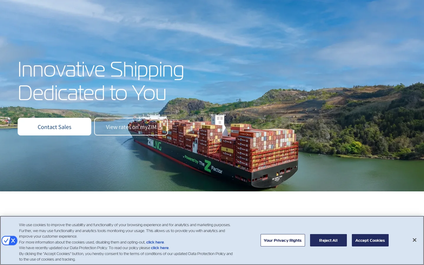 ZIM Homepage screenshot