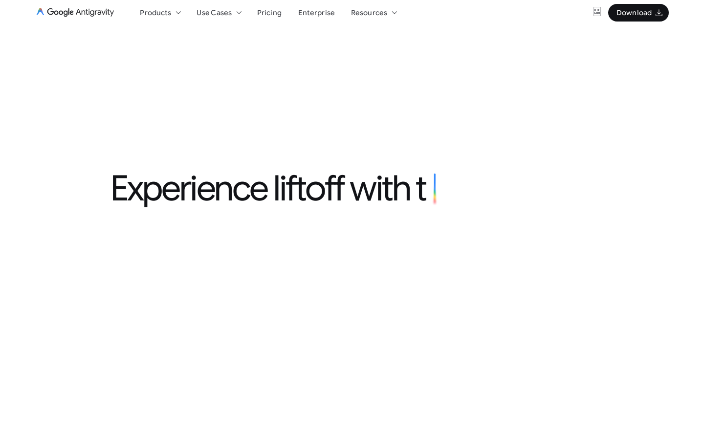 Google Antigravity Homepage screenshot