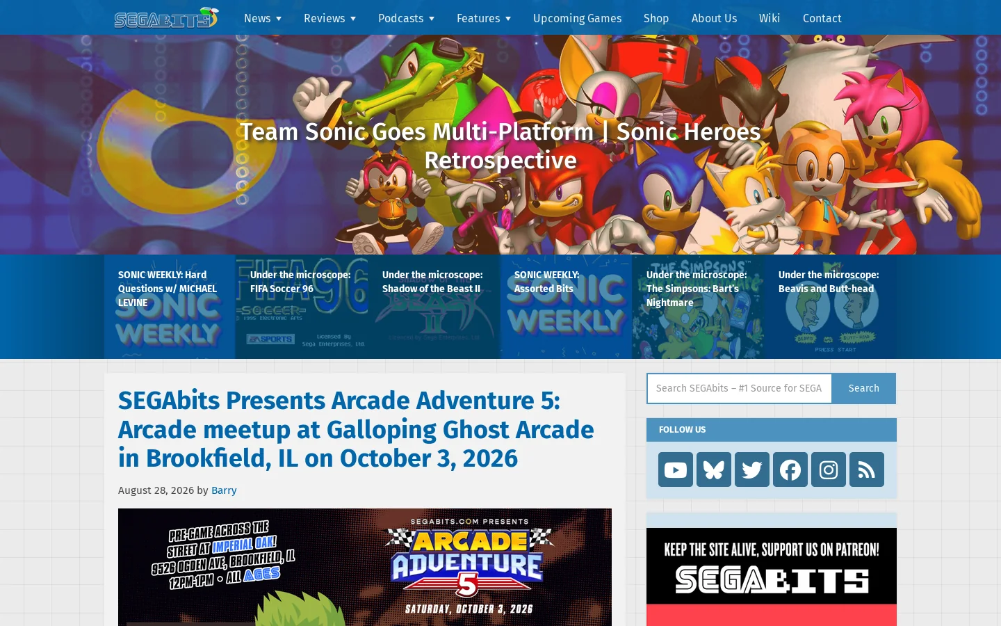 SEGAbits Homepage screenshot
