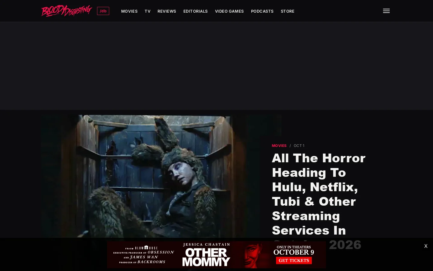 Bloody Disgusting Homepage screenshot