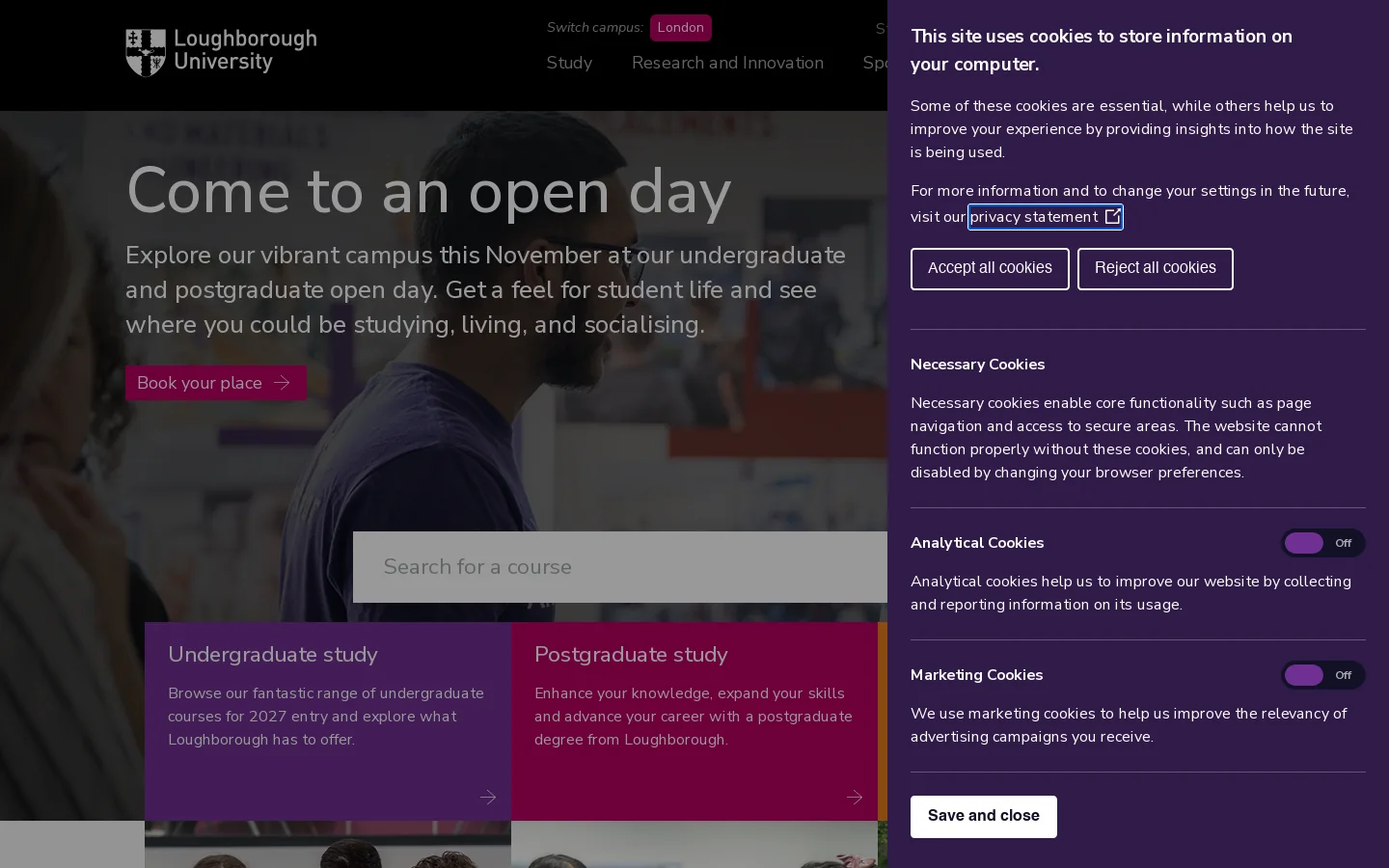 Home | Loughborough University Homepage screenshot