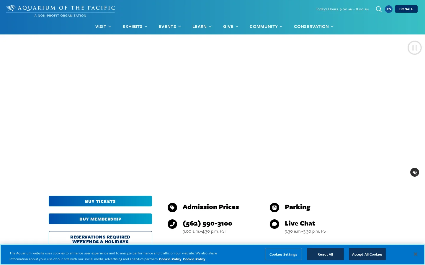 Aquarium of the Pacific Homepage screenshot