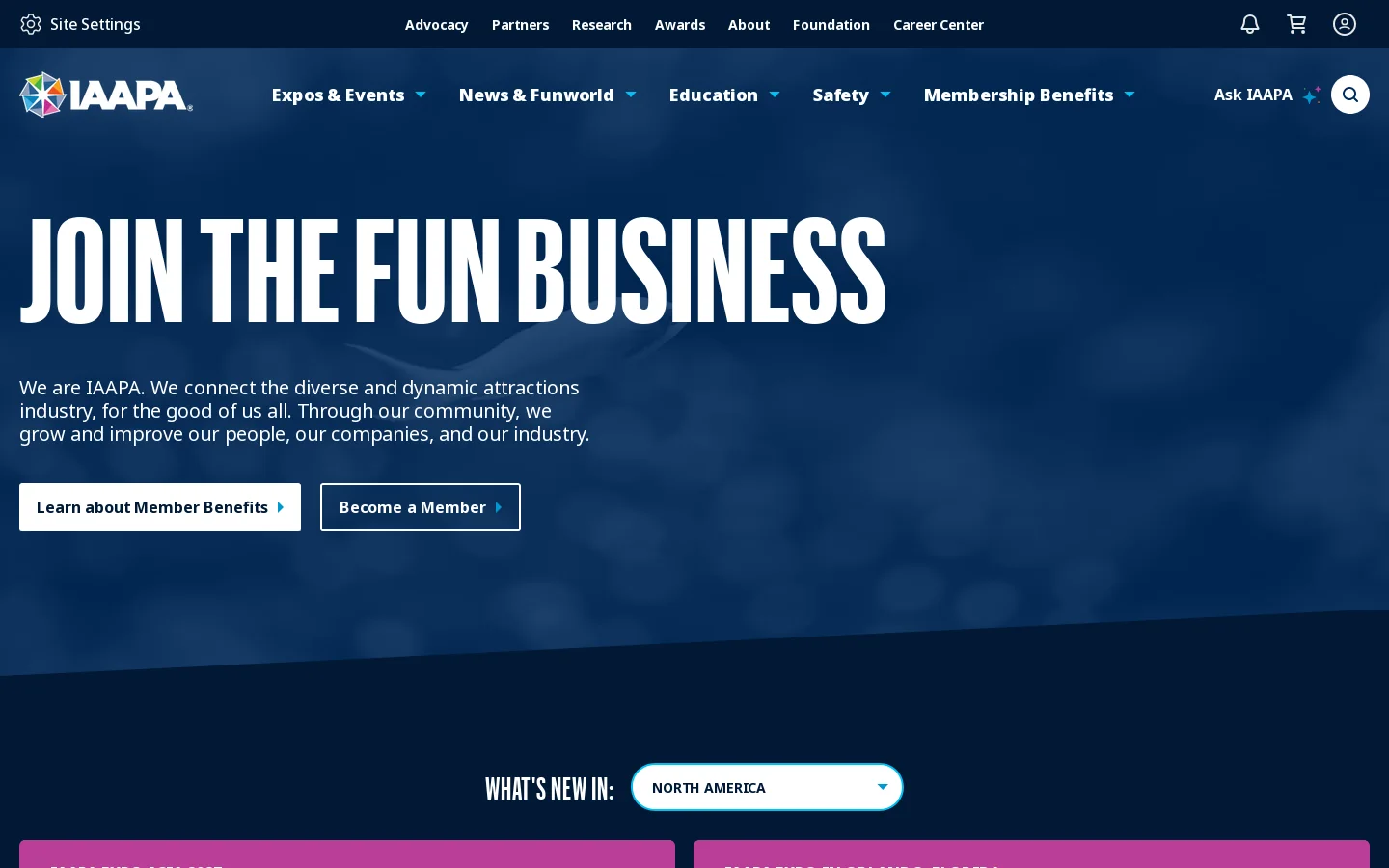 IAAPA Homepage screenshot